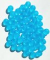 25 8mm Transparent Matte Aqua Round Glass Beads